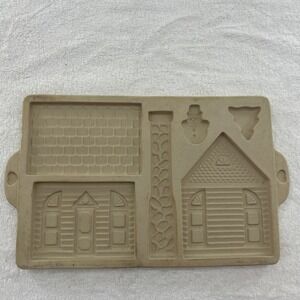 The Pampered Chef Stoneware Gingerbread House Cookie Mold Vintage 1992 Bakestone